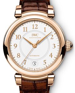 IWC Schaffhausen Da Vinci Automatic 36 IW458309 Silver Arabic Red Gold Brown Leather 36mm BRAND NEW