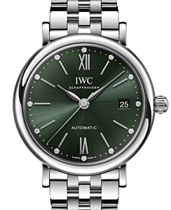 IWC Portofino Automatic Steel 37mm Green Diamond Dial IW458602 - BRAND NEW