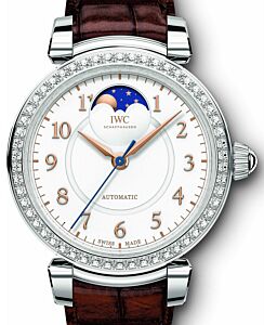 IWC Schaffhausen Da Vinci Automatic Moon Phase 36 IW459307 Silver Arabic Stainless Steel Diamond Bezel 36mm BRAND NEW