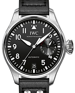 IWC Schaffhausen IW500912 Big Pilot's Watch Black Arabic Stainless Steel Black Leather 46mm Automatic