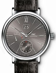 IWC Schaffhausen IW516101 Portofino Hand-Wound Big Date Ardoise Index White Gold Black Leather 45mm Manual