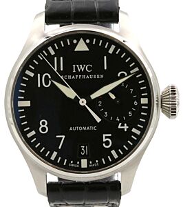 IWC Big Pilot 5004 Stainless Steel Black 46mm Dial & Steel Bezel Leather Bracelet IW5004-01 - PRE-OWNED