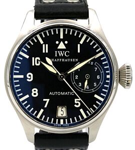IWC Big Pilot IW5002-01 Black Arabic Stainless Steel Leather Men's 46mm - PRE-OWNED