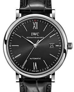 IWC Portofino Automatic Stainless Steel Black Dial 40mm Leather Strap IW356502