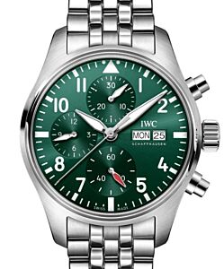 IWC Pilot's Watch Chronograph Stainless Steel 41mm Green Dial Bracelet IW388104