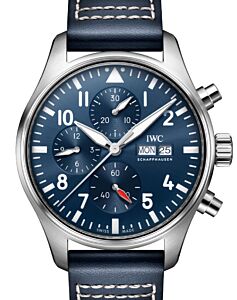 IWC Pilot's Watch Chronograph Steel 43mm Blue Dial Leather Strap IW378003