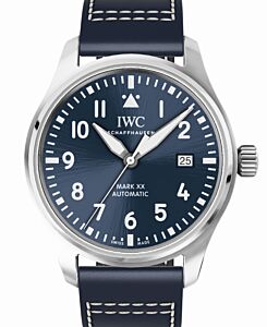 IWC Pilot's Watch Mark XX Steel 40mm Blue Dial Leather Strap IW328203