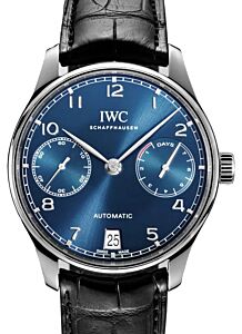 IWC Portugieser Automatic Stainless Steel 42.3mm Blue Dial Alligator Leather Strap IW500710 - BRAND NEW