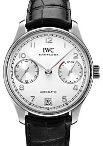 IWC Portugieser Automatic Stainless Steel Silver Dial & Steel Bezel Laether Strap IW500712 - BRAND NEW