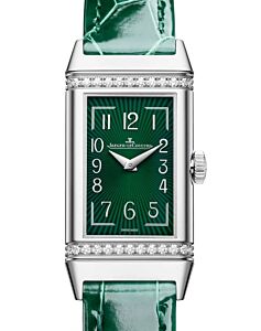 Jaeger-LeCoultre Reverso One Monoface Stainless Steel/Diamonds Quartz 40.1 x 20mm Green Dial Q328853J - BRAND NEW