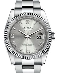 Rolex Datejust 36 White Gold/Steel Rhodium Roman Dial Fluted Bezel & Oyster Bracelet 116234 - BRAND NEW