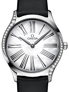 Omega De Ville Tresor Quartz 428.17.36.60.05.001 White Roman Diamond Bezel Stainless Steel Fabric 36mm - BRAND NEW