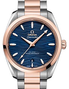 Omega Seamaster Aqua Terra 150M Co-Axial Master Chronometer Ladies 38mm Stainless Steel Sedna Gold Bezel Blue Dial Steel Sedna Gold Bracelet 220.20.38.20.03.001 - BRAND NEW