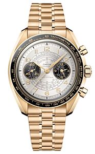 Omega Speedmaster Two Counters Chronoscope "Paris 2024" 43mm Moonshine Gold Silver Dial Bracelet 522.60.43.51.02.001