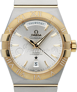OMEGA 123.25.38.22.02.002 CONSTELLATION CO-AXIAL DAY-DATE 38mm STEEL AND YELLOW GOLD BRAND NEW