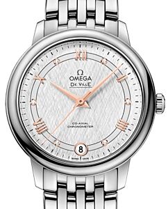 Omega De Ville Prestige 32.7mm Steel Silver Roman/Diamond Dial 424.10.33.20.52.001