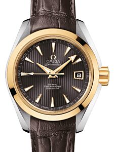 Omega Seamaster Aqua Terra 150M Co-Axial Chronometer 30mm Stainless Steel Yellow Gold Grey Dial Alligator Leather Strap 231.23.30.20.06.002 - BRAND NEW