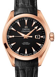 Omega Seamaster Aqua Terra 150M Co-Axial Chronometer 34mm Red Gold Black Dial Alligator Leather Strap 231.53.34.20.01.002 - BRAND NEW