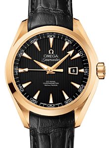 Omega Seamaster Aqua Terra 150M Co-Axial Chronometer 34mm Yellow Gold Black Dial Alligator Leather Strap 231.53.34.20.01.001 - BRAND NEW
