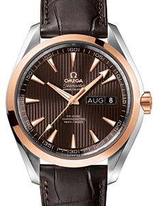 Omega Seamaster Aqua Terra 150M Co-Axial Chronometer Annual Calendar 43mm Stainless Steel Red Gold Grey Dial Alligator Leather Strap 231.23.43.22.06.002 - BRAND NEW