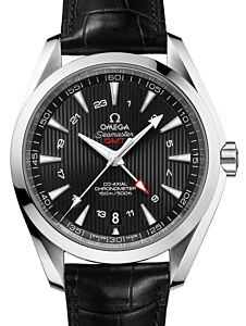 Omega Seamaster Aqua Terra 150M Co-Axial Chronometer GMT 43mm Stainless Steel Black Dial Alligator Leather Strap 231.13.43.22.01.001 - BRAND NEW