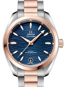 Omega Seamaster Aqua Terra 150M Co-Axial Master Chronometer 34mm Stainless Steel Sedna Gold Blue Dial Sedna Gold Index Steel Sedna Gold Bracelet 220.20.34.20.03.001 - BRAND NEW