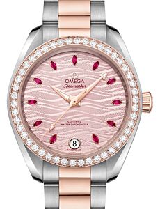 Omega Seamaster Aqua Terra 150M Co-Axial Master Chronometer 34mm Stainless Steel Sedna Gold Diamond Bezel Pink Ruby Hour Dial Steel-Sedna Gold Bracelet 220.25.34.20.60.001 - BRAND NEW