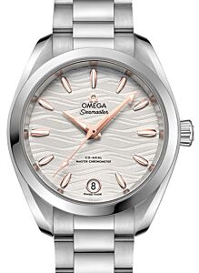 Omega Seamaster Aqua Terra 150M Co-Axial Master Chronometer 34mm Stainless Steel Silver Dial Sedna Gold Index Steel Bracelet 220.10.34.20.02.001 - BRAND NEW