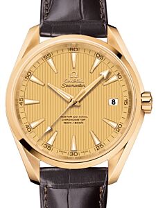 Omega Seamaster Aqua Terra 150M Master Co-Axial Chronometer 41.5mm Yellow Gold Yellow Dial Alligator Leather Strap 231.53.42.21.08.001 - BRAND NEW