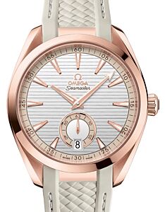 Omega Seamaster Aqua Terra 150M Co-Axial Master Chronometer Small Seconds 41mm Sedna Gold Silver Dial White Rubber Strap 220.52.41.21.02.001 - BRAND NEW