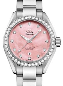 Omega Seamaster Aqua Terra 150M Master Co-Axial Chronometer 34mm Stainless Steel Diamond Bezel Pink Dial Diamond Index Steel Bracelet 231.15.34.20.57.003 - BRAND NEW