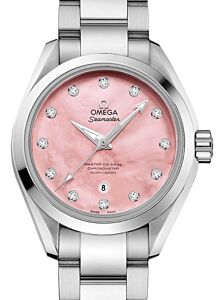 Omega Seamaster Aqua Terra 150M Master Co-Axial Chronometer 34mm Stainless Steel Pink Dial Diamond Index Steel Bracelet 231.10.34.20.57.003 - BRAND NEW