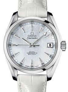 Omega Seamaster Aqua Terra 150M Omega Co-Axial 38.5mm Stainless Steel White Dial Alligator Leather Strap 231.13.39.21.55.001 - BRAND NEW