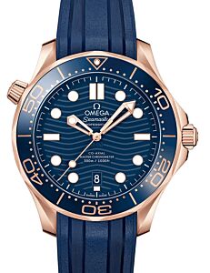 Omega Seamaster Diver 300M 42mm Sedna? Gold Blue Dial Rubber Strap 210.62.42.20.03.001