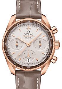 Omega Speedmaster 38 Co-Axial Chronograph Sedna Gold Silver Dial Aluminium Bezel 324.63.38.50.02.003 - BRAND NEW