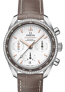 Omega Speedmaster 38 Co-Axial Chronograph Steel Silver Dial Leather Strap 324.38.38.50.02.001 - BRAND NEW