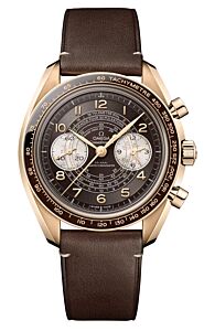 Omega Speedmaster Two Counters Chronoscope Chronograph 43mm Bronze Gold Brown Dial Leather Strap 329.92.43.51.10.001