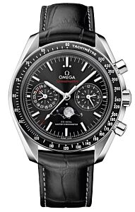 Omega Speedmaster Two Counters Moonphase 44.25 Steel Black Dial Leather Strap 304.33.44.52.01.001