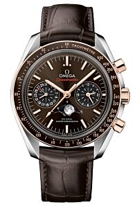 Omega Speedmaster Two Counters Moonphase 44.25mm Steel/Sedna Gold Brown Dial Leather Strap 304.23.44.52.13.001