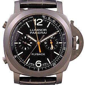 Panerai Luminor Chrono Flyback Ceramica Ceramic 44mm Black Dial Leather Strap PAM01298