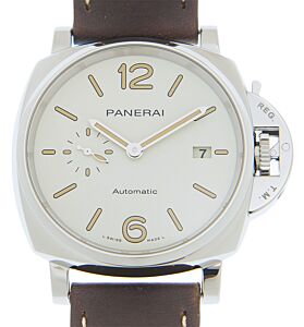 Panerai Luminor Due Steel 42mm White Dial Leather Strap PAM01046
