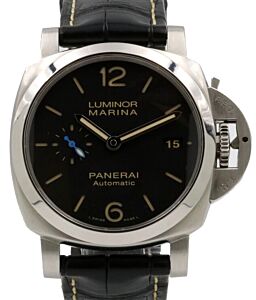 Panerai Luminor 1950 3 Days Automatic Stainless Steel 42mm Black Dial Polished Bezel Leather Strap PAM 1392 - PRE-OWNED
