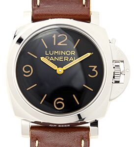 Panerai Luminor Steel 47mm Black Dial Leather Strap PAM00372