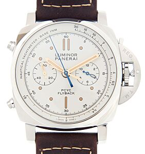 Panerai Luminor Yachts Challenge Steel 44mm White Dial Leather Strap PAM00654