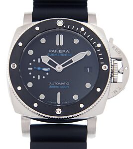 Panerai Submersible Steel 42mm Black Dial Rubber Strap PAM00683