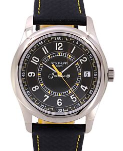 Patek Philippe Calatrava Date Sweep Seconds White Gold Black Carbon Motif Yellow Dial 6007G-001 - BRAND NEW