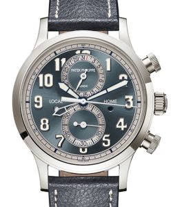 Patek Philippe Complications Calatrava Pilot Travel Time Chronograph White Gold Blue-Gray Dial 5924G-001 - BRAND NEW