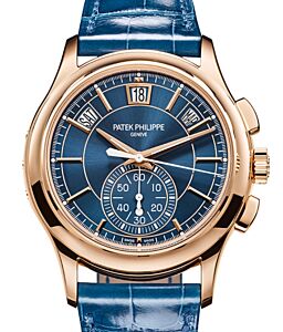 Patek Philippe Complications Flyback Chronograph Annual Calendar Rose Gold Blue Dial 5905R-010 - PRE-OWNED