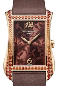 Patek Philippe Gondolo Serata Ladies White Gold Gem Set Bezel Brown Dial Quartz 4962/200R-001 - BRAND NEW