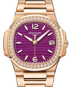 Patek Philippe Nautilus Date Sweep Seconds Quartz Rose Gold/Diamonds Lacquered Purple Dial 7010/1R-013 - BRAND NEW